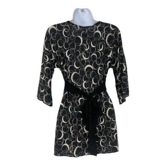 Kiwi Womens V-Neck Abstract Black & White Tunic Top Size Medium - Picture 4 of 6